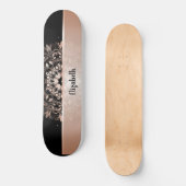 Roos Gold Floral Mandala Naam Zwarte Skateboard to (Voorkant)