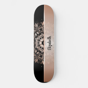 Roos Gold Floral Mandala Naam Zwarte Skateboard to