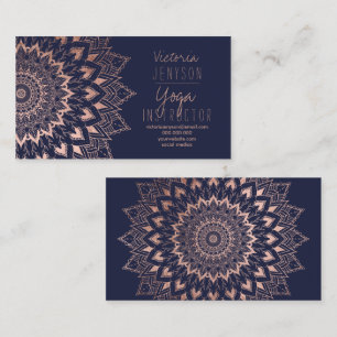 Roos gold floral mandala navy blue yoga instructeu visitekaartje