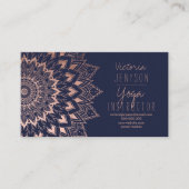 Roos gold floral mandala navy blue yoga instructeu visitekaartje (Voorkant)