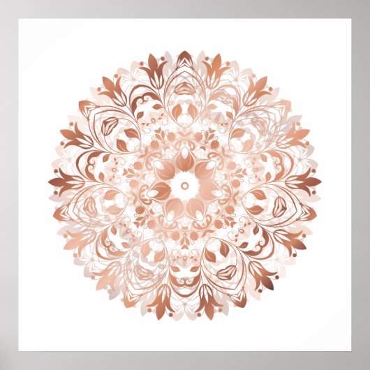 Roos Gold Floral Mandala Poster (Voorkant)