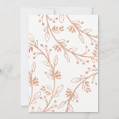 Roos Gold Floral met moderne huwelijksuitnodiging Kaart (Achterkant)