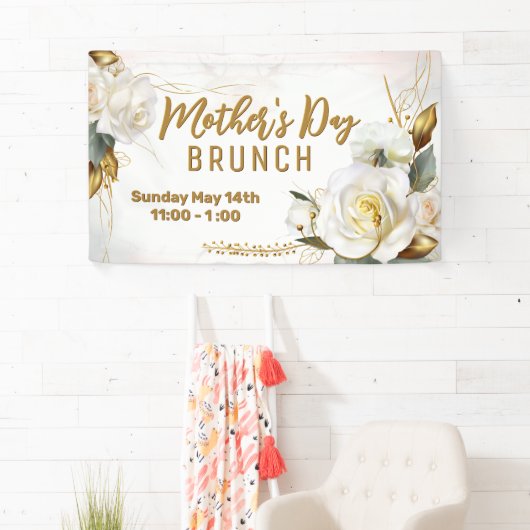 Roos Gold Floral | Moederdag Brunch Spandoek (Insitu)