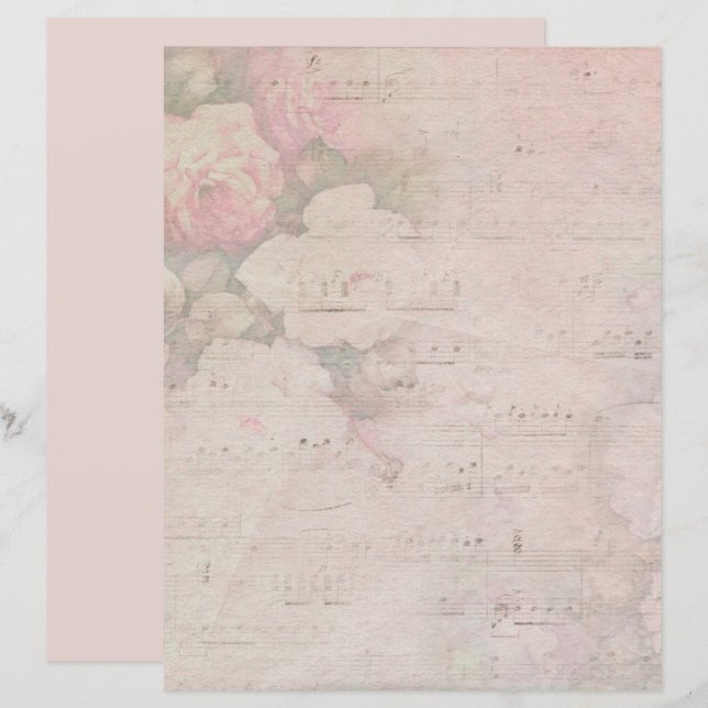  Roos Gold Floral Muzieknoten (Voorkant / Achterkant)