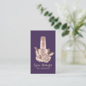 Roos Gold Floral Nail Pools Paars Manicurist Visitekaartje (Staand voorkant)