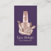 Roos Gold Floral Nail Pools Paars Manicurist Visitekaartje (Voorkant)