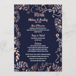 Roos Gold Floral Navy Blue Brush Menu