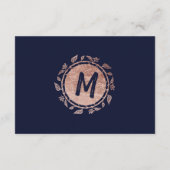 Roos Gold Floral Navy Blue Brush Script Registry Informatiekaartje (Achterkant)