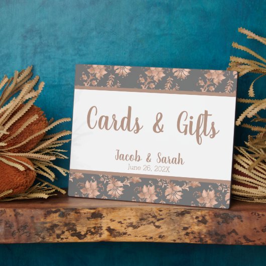 Roos Gold Floral op Grijzige Tafelplak Fotoplaat (Zijkant)