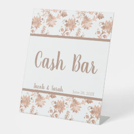Roos Gold Floral op White Cash Bar Pedestal Sign Reclamebord Met Voetstuk