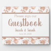 Roos Gold Floral op White Guestbook Table Plaque Fotoplaat (Voorkant)