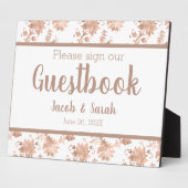 Roos Gold Floral op White Guestbook Table Plaque Fotoplaat (Zijkant)