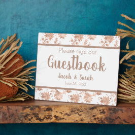 Roos Gold Floral op White Guestbook Table Plaque Fotoplaat