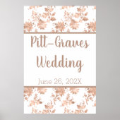 Roos Gold Floral op witbruiloft Poster (Voorkant)