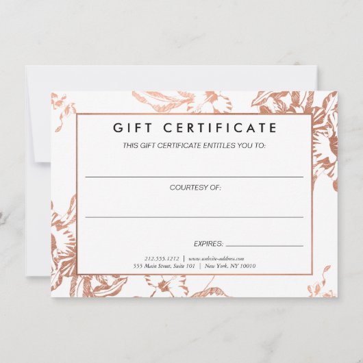 Roos Gold Floral Pattern Cadeaubon (Achterkant)