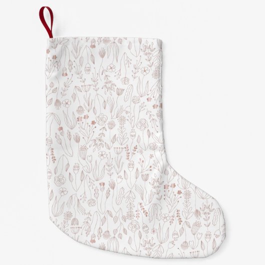 Roos Gold Floral Pattern Kleine Kerstsok (Voorkant)