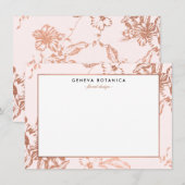 Roos Gold Floral Pattern roze Note Kaart (Voorkant / Achterkant)