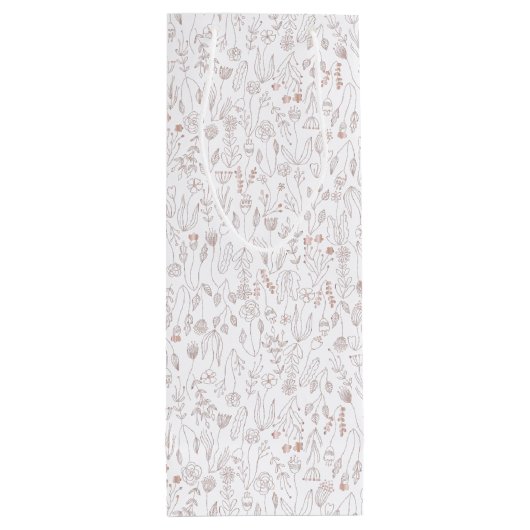 Roos Gold Floral Pattern Wijn Cadeautas (Achterkant)