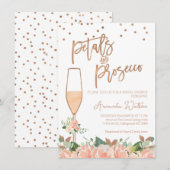 Roos Gold Floral Petals Prosecco Vrijgezellenfeest Kaart (Voorkant / Achterkant)