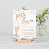 Roos Gold Floral Petals Prosecco Vrijgezellenfeest Kaart (Staand voorkant)