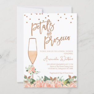 Roos Gold Floral Petals Prosecco Vrijgezellenfeest Kaart
