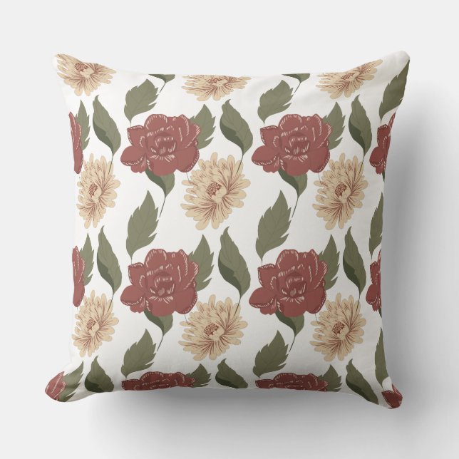 Roos Gold Floral Pillow Kussen (Voorkant)