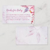 Roos Gold Floral Pink Baby shower Book Request Informatiekaartje (Voorkant / Achterkant)
