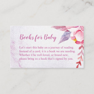 Roos Gold Floral Pink Baby shower Book Request Informatiekaartje