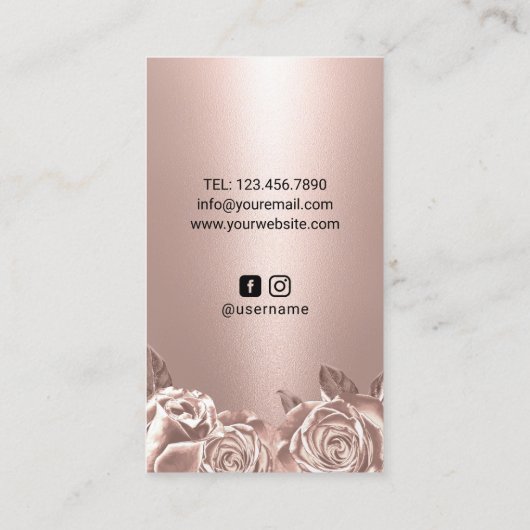 Roos Gold Floral-Poolse botenbotenboeg Visitekaartje (Achterkant)