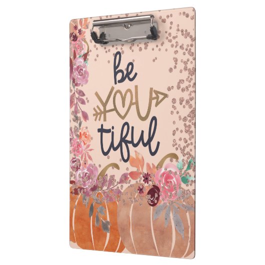 Roos Gold Floral Pumpkins Klembord (Links)