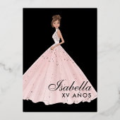 Roos Gold Floral Quinceañera Birthday Uitnodiging (Achterkant)