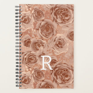 Roos Gold Floral Roos metalen monogram Planner