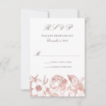 Roos Gold  Floral RSVP-kaart