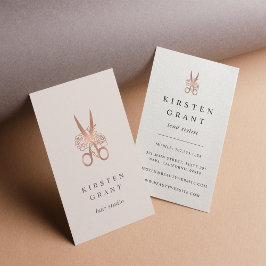 Roos Gold Floral Scissors Logo Haarstylist Visitekaartje