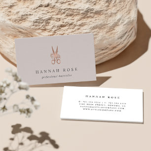 Roos Gold Floral Scissors Logo Haarstylist Visitekaartje