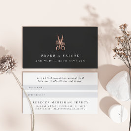 Roos Gold Floral Scissors Logo | Salon Aanbevelingskaartje