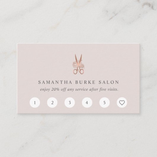 Roos Gold Floral Scissors Logo | Salon Klantenkaartje (Voorkant)