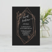 Roos Gold Floral Sweet 16e verjaardag Kaart (Staand voorkant)