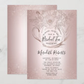 Roos Gold Floral Teapot Blush Folie Bridal Tea Kaart (Voorkant / Achterkant)