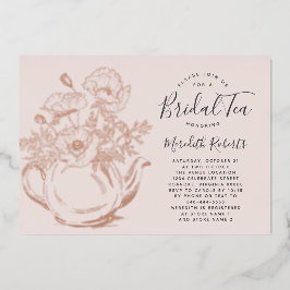 Roos Gold Floral Teapot Blush Pink Bridal Tea Real Folie Uitnodiging