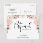 Roos Gold Floral Uitstel huwelijksaankondiging Briefkaart (Voorkant / Achterkant)