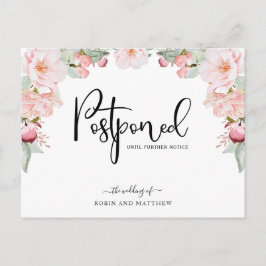 Roos Gold Floral Uitstel huwelijksaankondiging Briefkaart