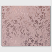 Roos Gold Floral Vine Pattern op Blush Pink Cadeaupapier (Vlak)