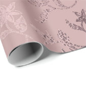 Roos Gold Floral Vine Pattern op Blush Pink Cadeaupapier (Rol Hoek)