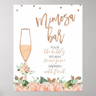 Roos Gold Floral Vrijgezellenfeest Mimosa Bar Poster