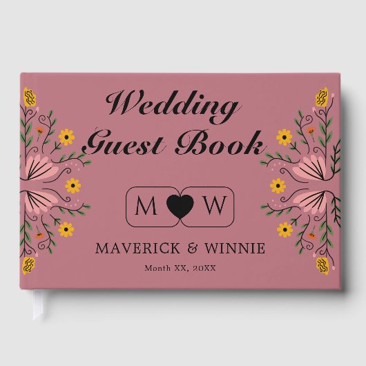 Roos Gold Floral Wedding Guest Book Gastenboek (Voorkant)