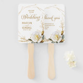 Roos Gold Floral Wedding Handwaaier (Voorkant en achterkant)