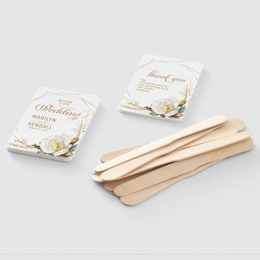 Roos Gold Floral Wedding Handwaaier (Niet-gemonteerd)