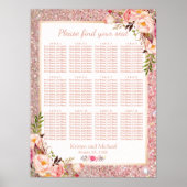 Roos Gold Floral Wedding Plan Poster (Voorkant)