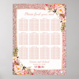 Roos Gold Floral Wedding Plan Poster